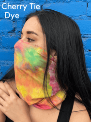 Sports Neck Gaiter Face Mask for Outdoor Activities - Teal Cherry Tie Dye