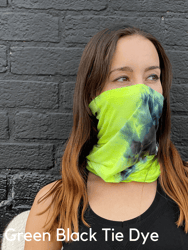 Sports Neck Gaiter Face Mask for Outdoor Activities - Green Black Tie Dye