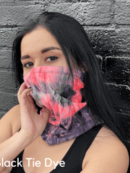 Sports Neck Gaiter Face Mask for Outdoor Activities - Pink Black Tie Dye