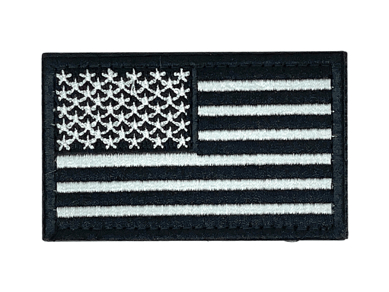 Tactical Usa Flag Patch With Detachable Backing - Black & White