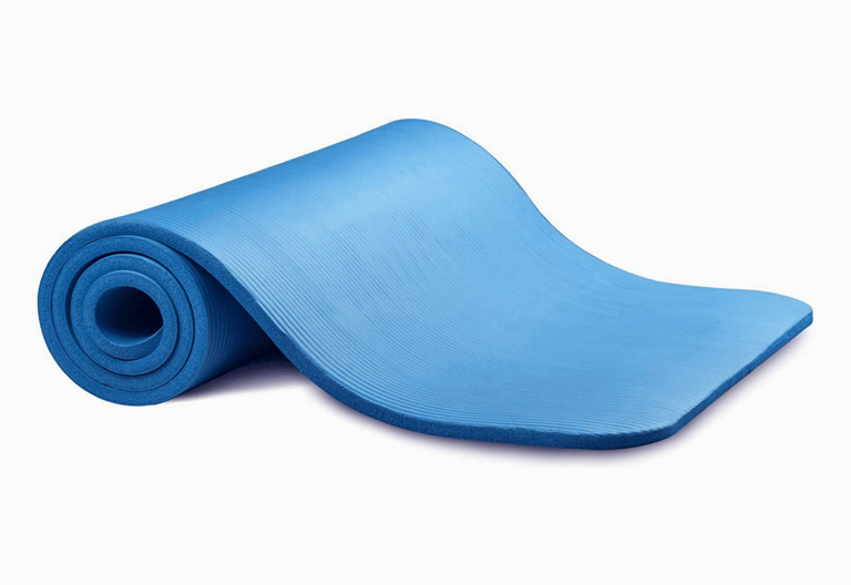 Thick Yoga and Pilates Exercise Mat with Carrying Strap - Blue