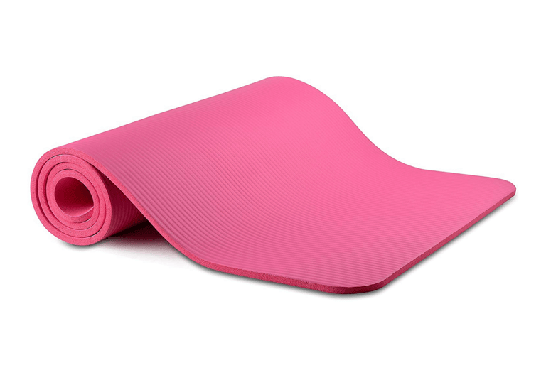 Thick Yoga and Pilates Exercise Mat with Carrying Strap - Pink