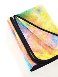 Tie Dye Yoga Mat Towel with Slip-Resistant Grip Dots - Yellow / Blue