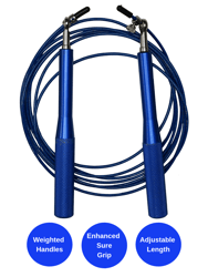 Weighted Jump Rope with Adjustable Steel Wire Cable - Blue