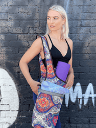 Yoga Mat Bag Carrying Tote with Large Pockets - Exotic saffron