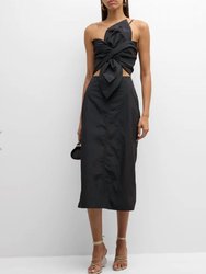 Carmen Midi Dress In Black - Black