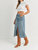 Denim Midi Skirt With Slit In Light Wash