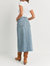 Denim Midi Skirt With Slit In Light Wash