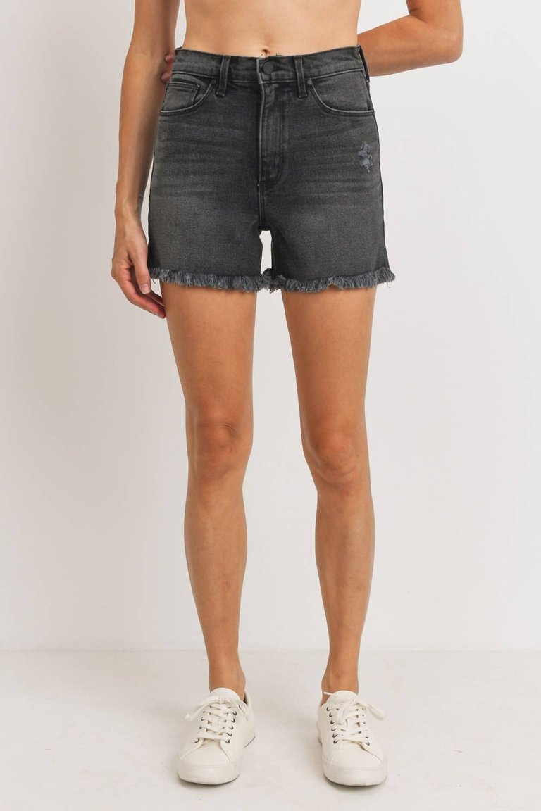 Fray Hem Shorts In Black