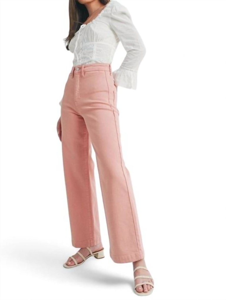 High Rise Welt Pocket Wide Leg Jean In Desert Poppy