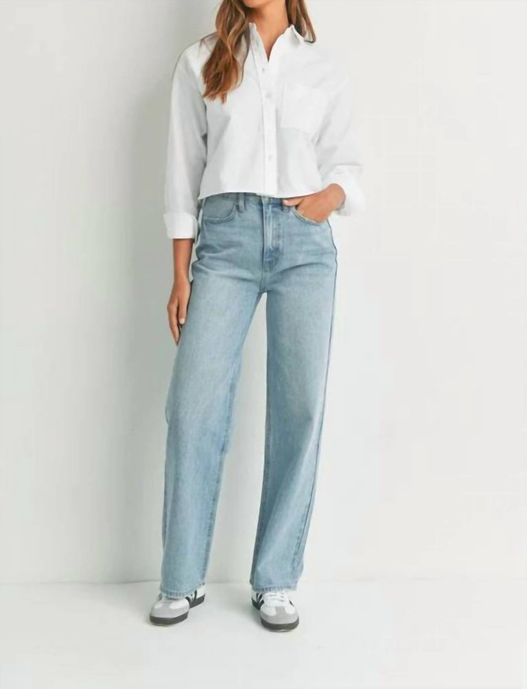 High Waisted Skater Jean In Light Denim - Light Denim