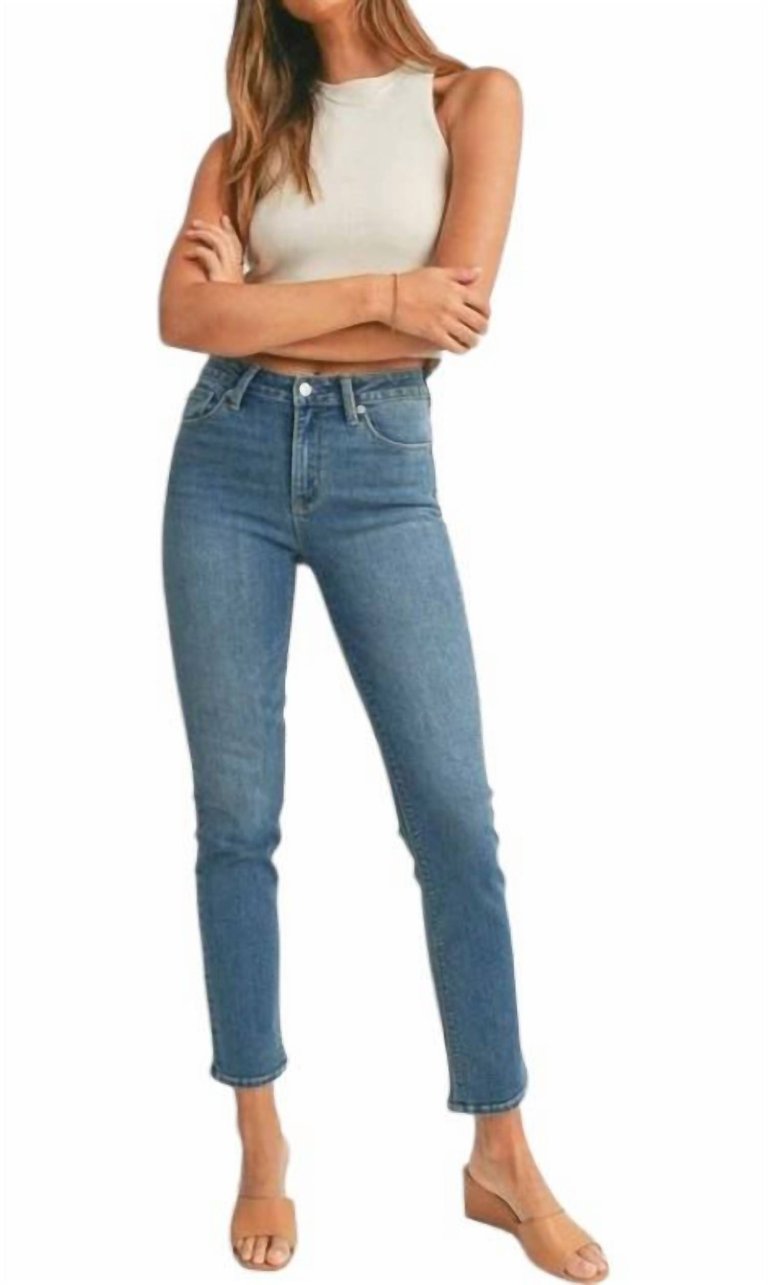 Mid Rise Slim Jeans In Medium Wash - Medium Wash