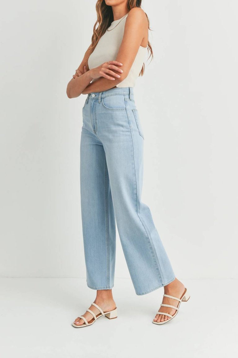 Retro Wide Straight Jeans In Light Denim