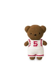 Boris Baseball Overall Handmade Crocheted Soft Toy - White