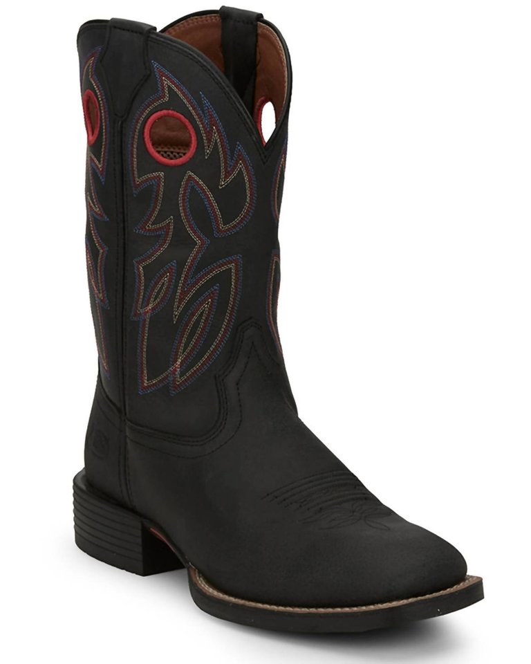 Men's 11" Bowline Western Boots - Broad Square Toe - Medium Width In Black - Black