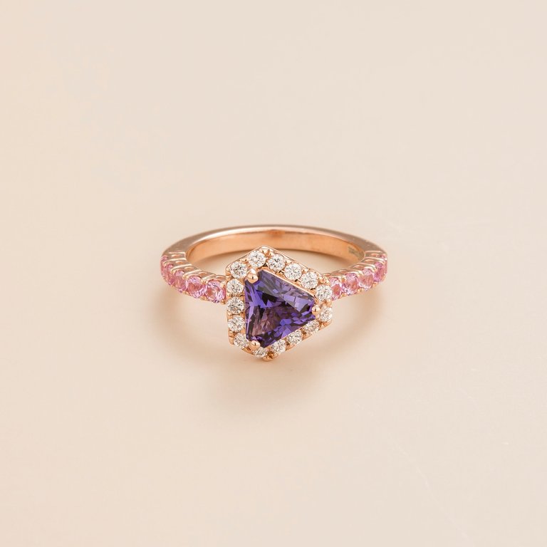 Diana Rose Gold Ring Purple Sapphire, Diamond & Pink Sapphire - Rose Gold