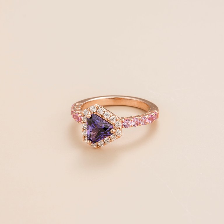 Diana Rose Gold Ring Purple Sapphire, Diamond & Pink Sapphire