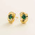 Fava Gold Earrings Set With Emerald