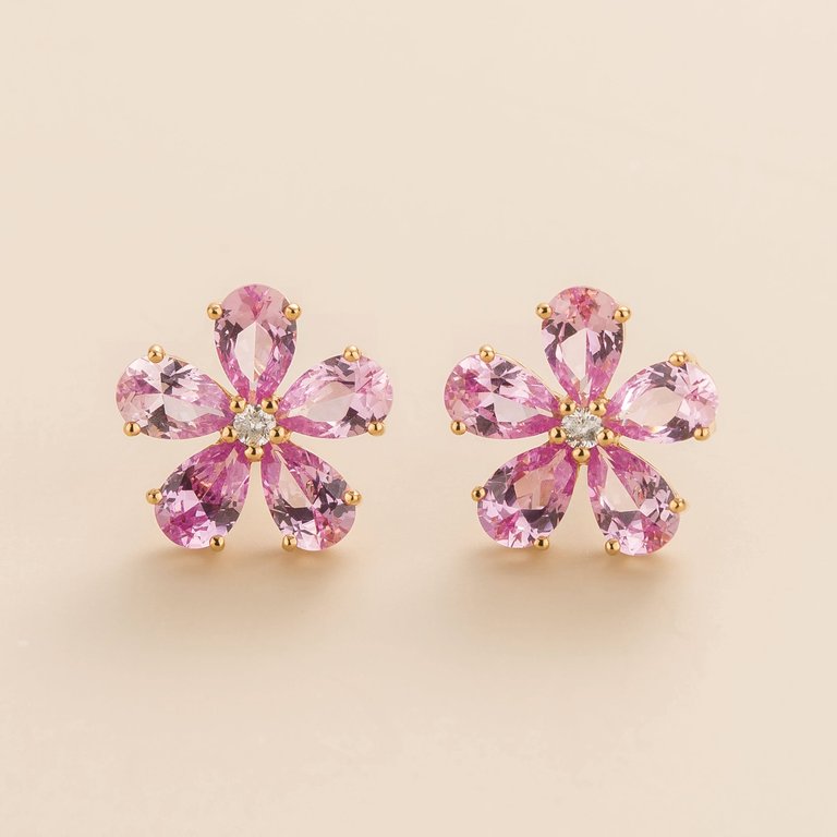 Florea Gold Earrings Pink sapphire & Diamond