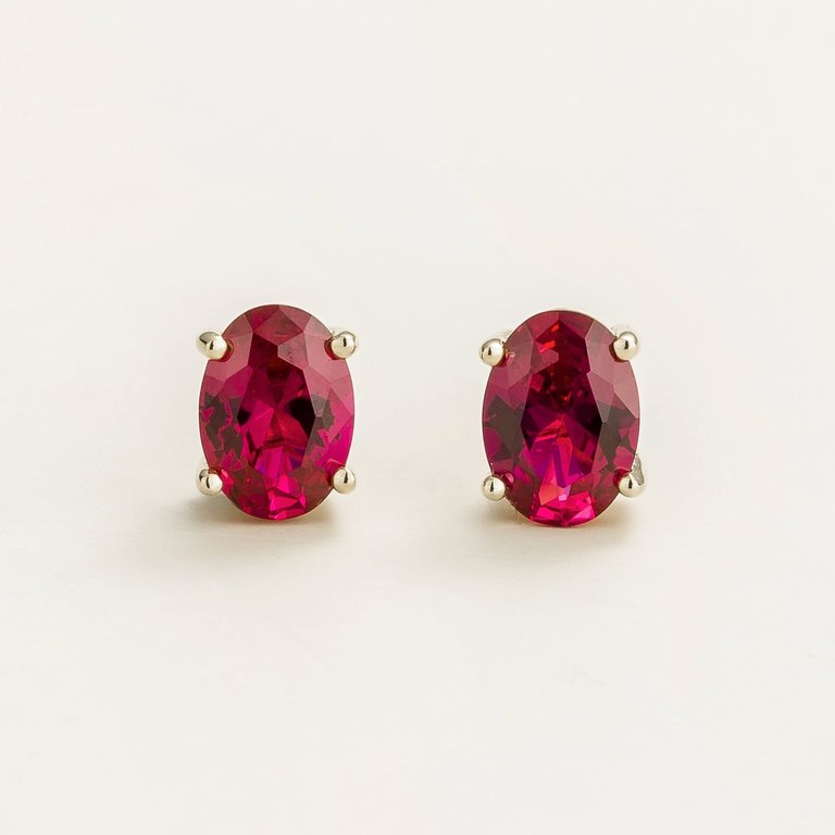 Ovo White Gold Earrings Set With Ruby - Ruby