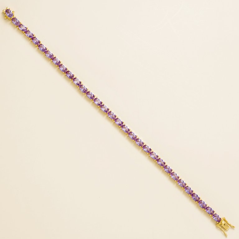 Salto Gold Tennis Bracelet Set With Purple Sapphire