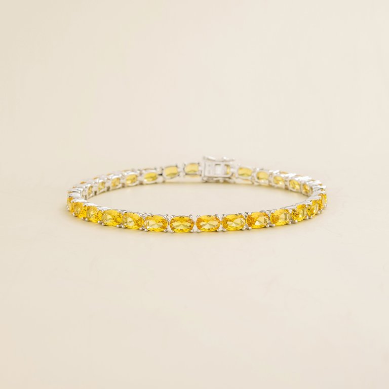 Salto White Gold Tennis Bracelet Set With Yellow Sapphire - Gold