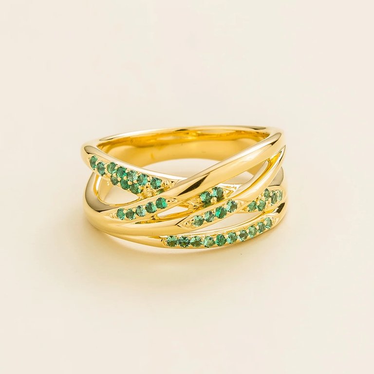 Val Gold Ring Set With Emerald - Gold