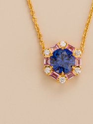 Melba Necklace In Blue Sapphire, Pink Sapphire And Diamond Set - Gold