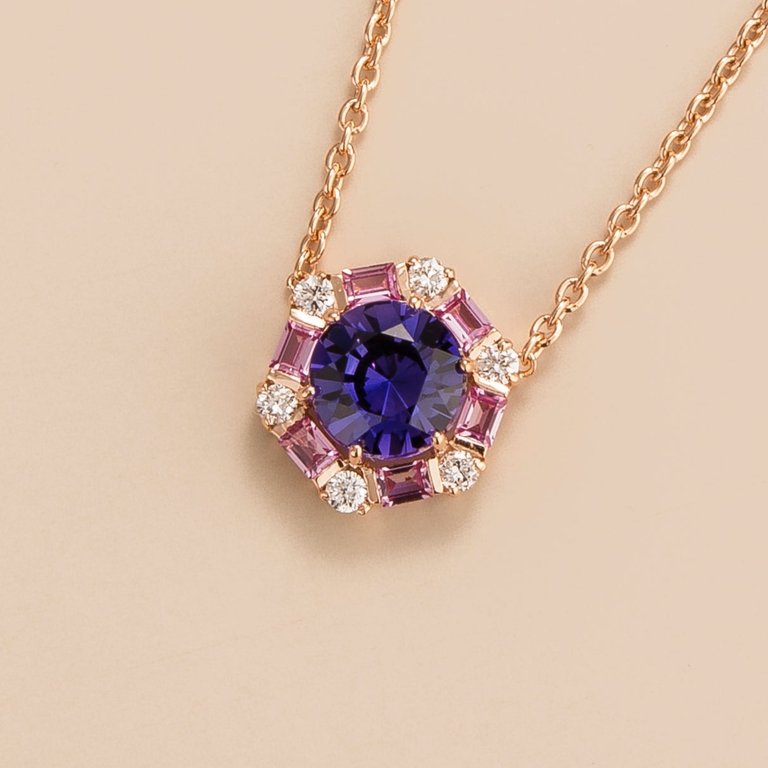 Melba Necklace In Purple Sapphire, Pink Sapphire And Diamond