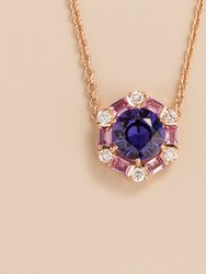 Melba Necklace In Purple Sapphire, Pink Sapphire And Diamond - Gold