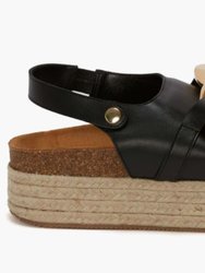 Chain Espadrille Platform Sandal - Black