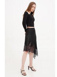 Asymmetrical Silk Midi Skirt With Lace