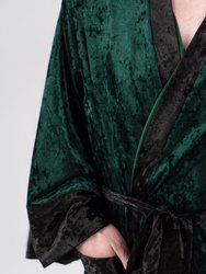 Crushed Velvet Robe Men's With Lining - Green