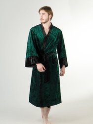 Crushed Velvet Robe Men's With Lining - Green - Green