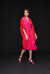 Duo Angel Sleeve Midi Dress - Red and Pink