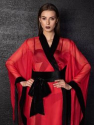 Duo Sheer Red and Black Kimono