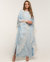 Feminine Closed Abaya Dress With Lace - Lightblue