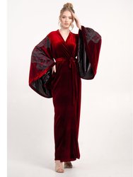 Glorious Velvet Kimono Robe - Burgundy - Burgundy