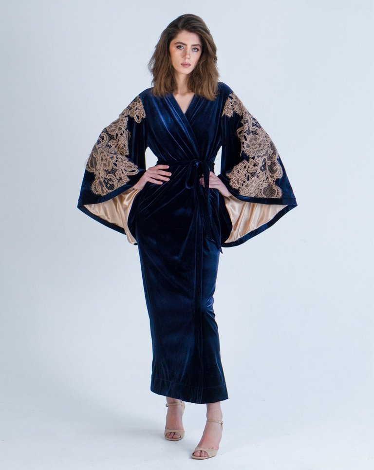 Glorious Velvet Kimono - Blue