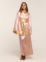 Kami Long Satin Kimono Robe - Pink