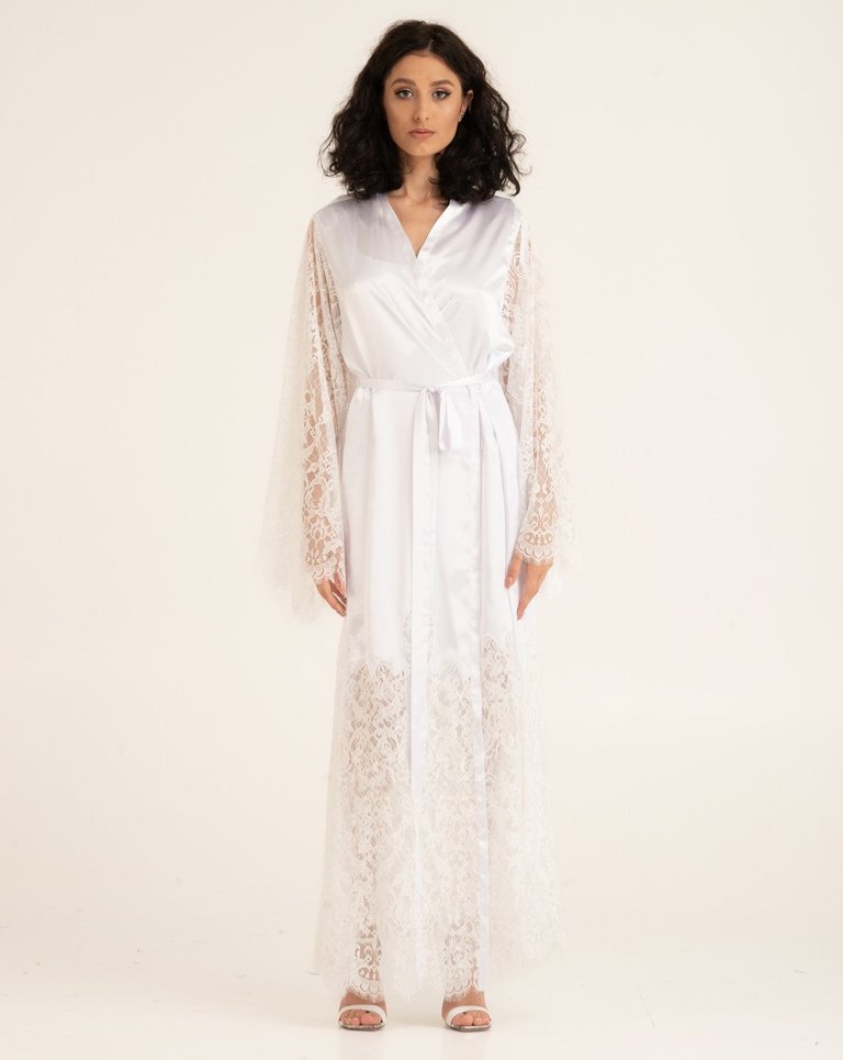 More Than A Woman Robe And Nightgown Set - White - White