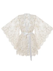 Seducer Sexy Sheer Lace Kimono Robe - White
