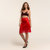 Silk Midi Skirt With Lace - Red