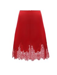 Silk Midi Skirt With Lace