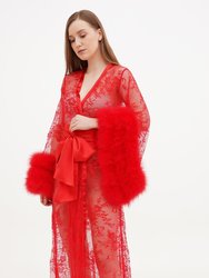 Sophie Sheer Long Lace Old Hollywood Robe