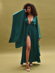 The Butterfly Long Sexy Robe - Green