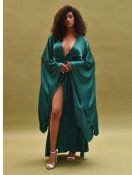 The Butterfly Long Sexy Robe - Green - Green