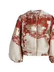 Gold Jacquard Bomber Jacket