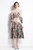 Apricot And Floral Print Day A-Line V-Neck Bishop Long Sleeve Maxi Dress - Beige