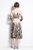 Apricot And Floral Print Day A-Line V-Neck Bishop Long Sleeve Maxi Dress